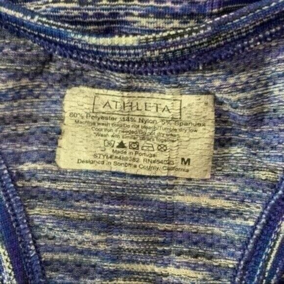 Athleta Blue Space Dye Racerback Performance Tank Top Medium Lightweight Stretch - Picture 4 of 5